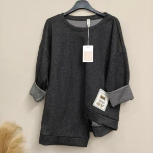 Sweatshirt femme manches longues col rond couleur unie taille unique noir 68fa5806a36d1