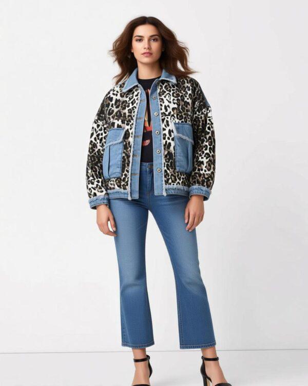 GIACCA JEANS LEOPARDATO DONNA