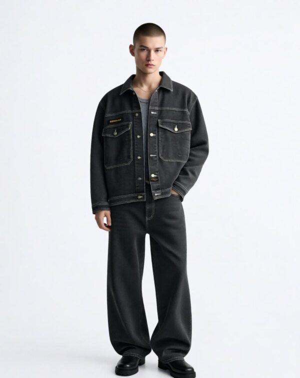 GIACCA NERA IN JEANS UOMO